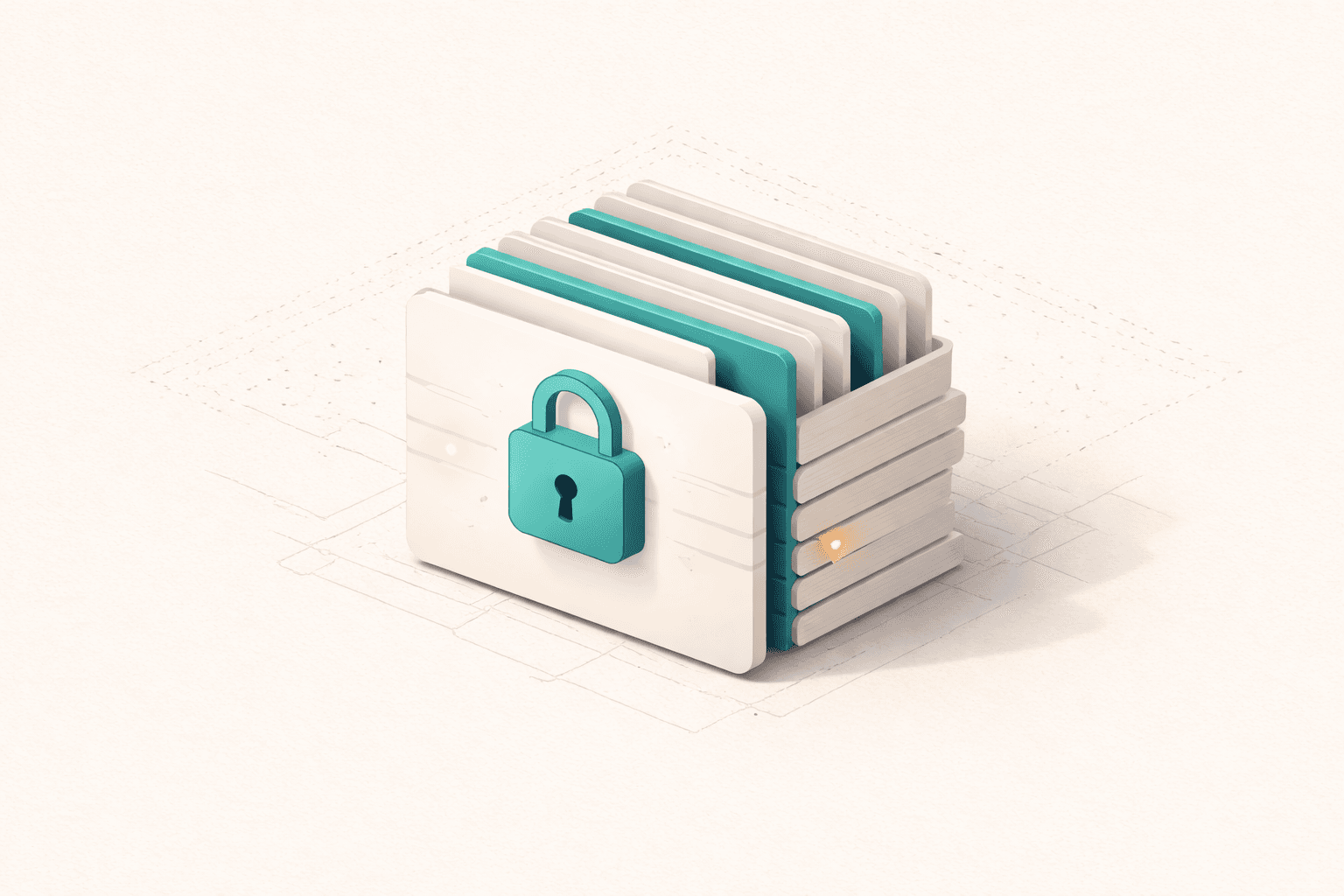 Stacked local note cards with a privacy lock